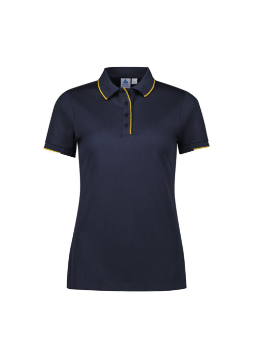 P313LS Womens Focus Short Sleeve Polo Navy Gold 01 wEUXKI6