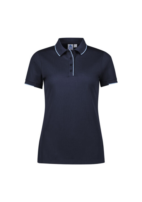 P313LS Womens Focus Short Sleeve Polo Navy Sky 01 IdMTj8K