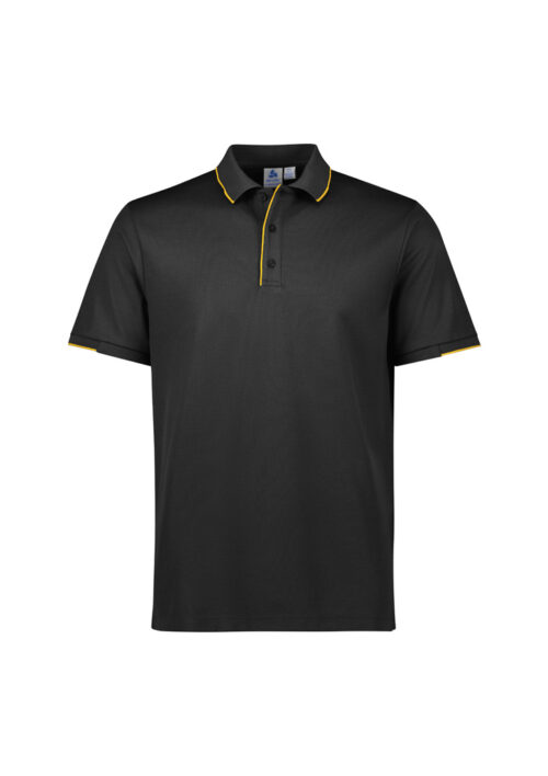 P313MS Mens Focus Short Sleeve Polo Black Gold 01 yOeBgrW