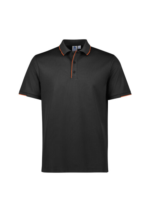 P313MS Mens Focus Short Sleeve Polo Black Orange 01 QpbCOzE