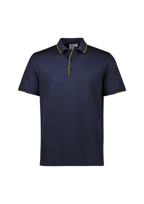 P313MS Mens Focus Short Sleeve Polo Navy Gold 01 iry8oEi