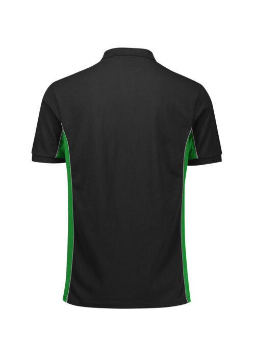 P413US Unisex Grid Short Sleeve Polo Black Green 02