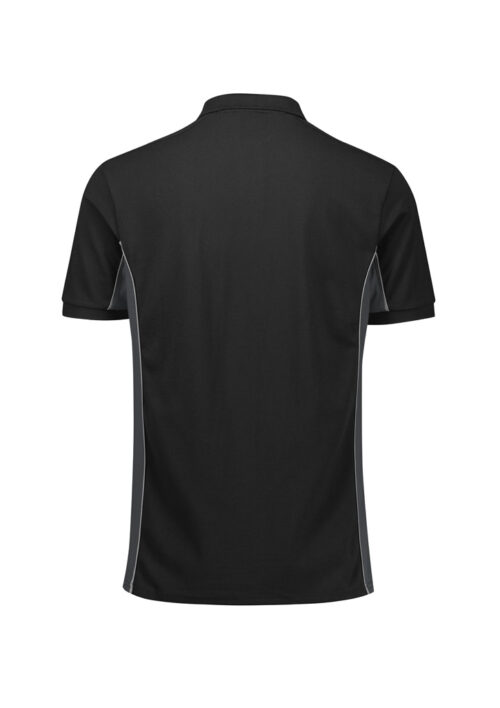 P413US Unisex Grid Short Sleeve Polo Black Grey 02