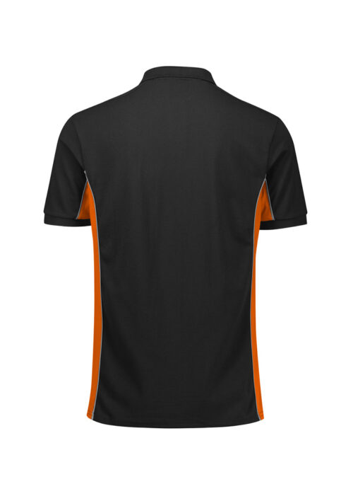 P413US Unisex Grid Short Sleeve Polo Black Orange 02