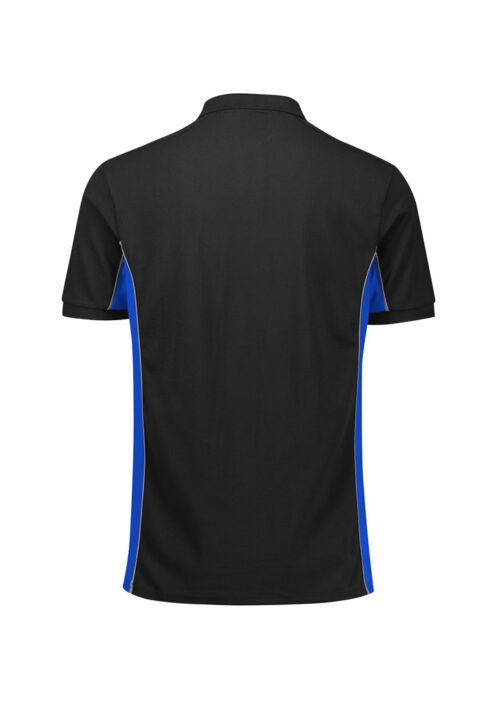 P413US Unisex Grid Short Sleeve Polo Black Royal 02