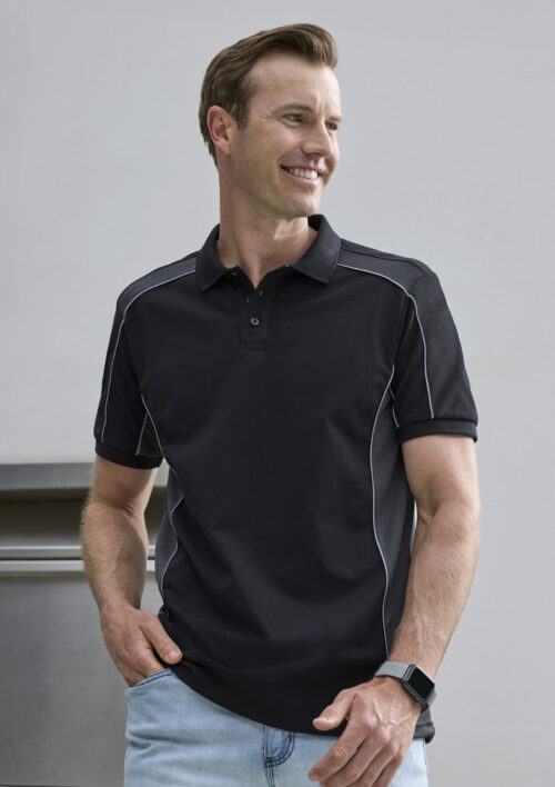 P413US Unisex Grid Short Sleeve Polo model 2