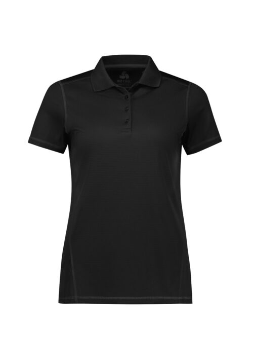 P419LS Womens Dart Short Sleeve Polo Black Black 01