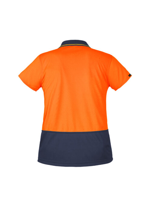 ZH731 Syzmik Womens Hi Vis Basic Short Sleeve Polo Orange Navy 02