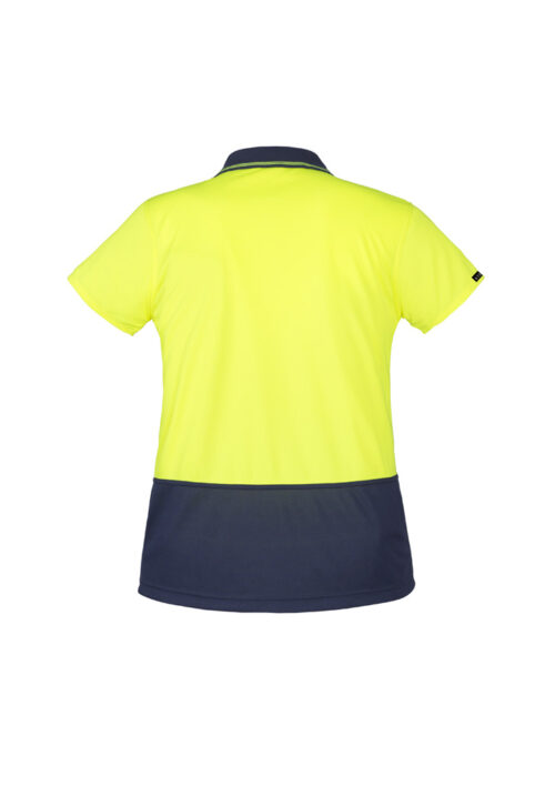 ZH731 Syzmik Womens Hi Vis Basic Short Sleeve Polo Yellow Navy 02