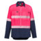 ZW470 Syzmik Mens Hi Vis Outdoor Segmented Tape Long Sleeve Shirt pink navy front