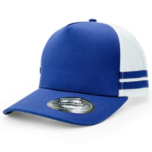 7050 Striped Trucker Cap (Royal,White,Royal,Royal)