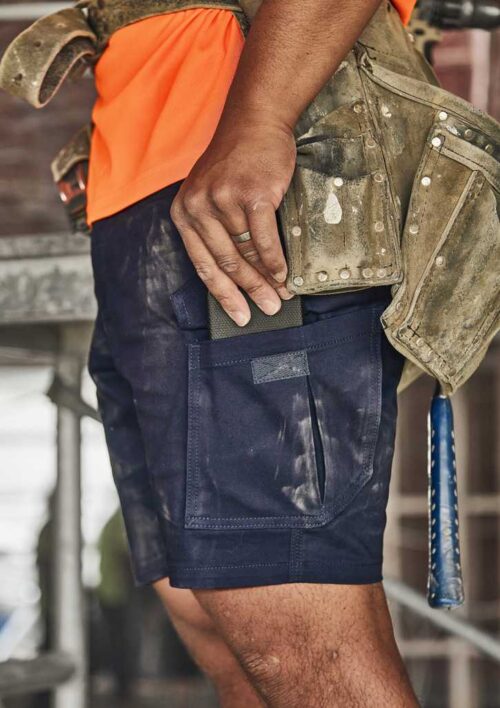 ZS235 Syzmik Mens Essential Stretch Cargo Short Talent Navy 03