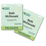 Pocketless Eco Paper Name Tag 95 x 113mm Portrait - Front and Back Identical, RecyBadge™ Biodegradable 2 Slots
