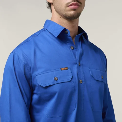 Y04004 Hard Yakka Mustang Closed Front Workshirt Cobalt 3