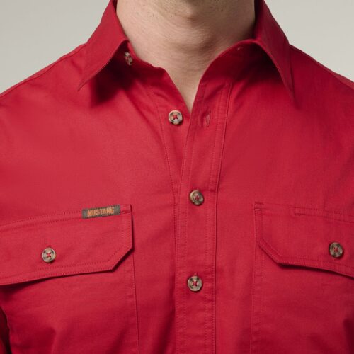 Y04004 Hard Yakka Mustang Closed Front Workshirt Fiery Red 5