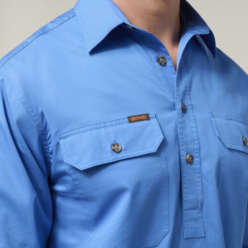 Y04004 Hard Yakka Mustang Closed Front Workshirt light blue 4