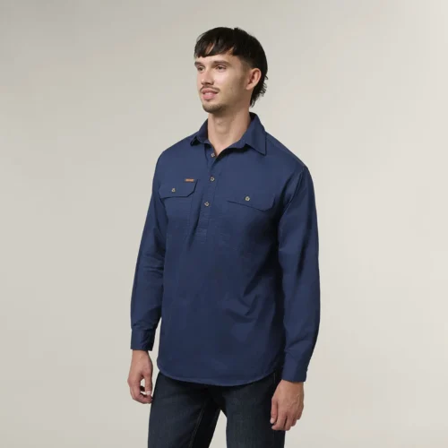 Y04004 Hard Yakka Mustang Closed Front Workshirt navy 2