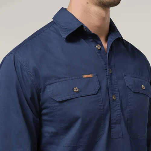 Y04004 Hard Yakka Mustang Closed Front Workshirt navy 4