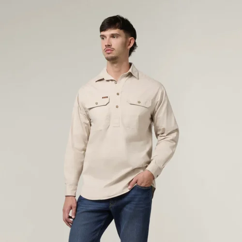 Y04004 Hard Yakka Mustang Closed Front Workshirt pebble 2