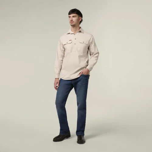 Y04004 Hard Yakka Mustang Closed Front Workshirt pebble 5