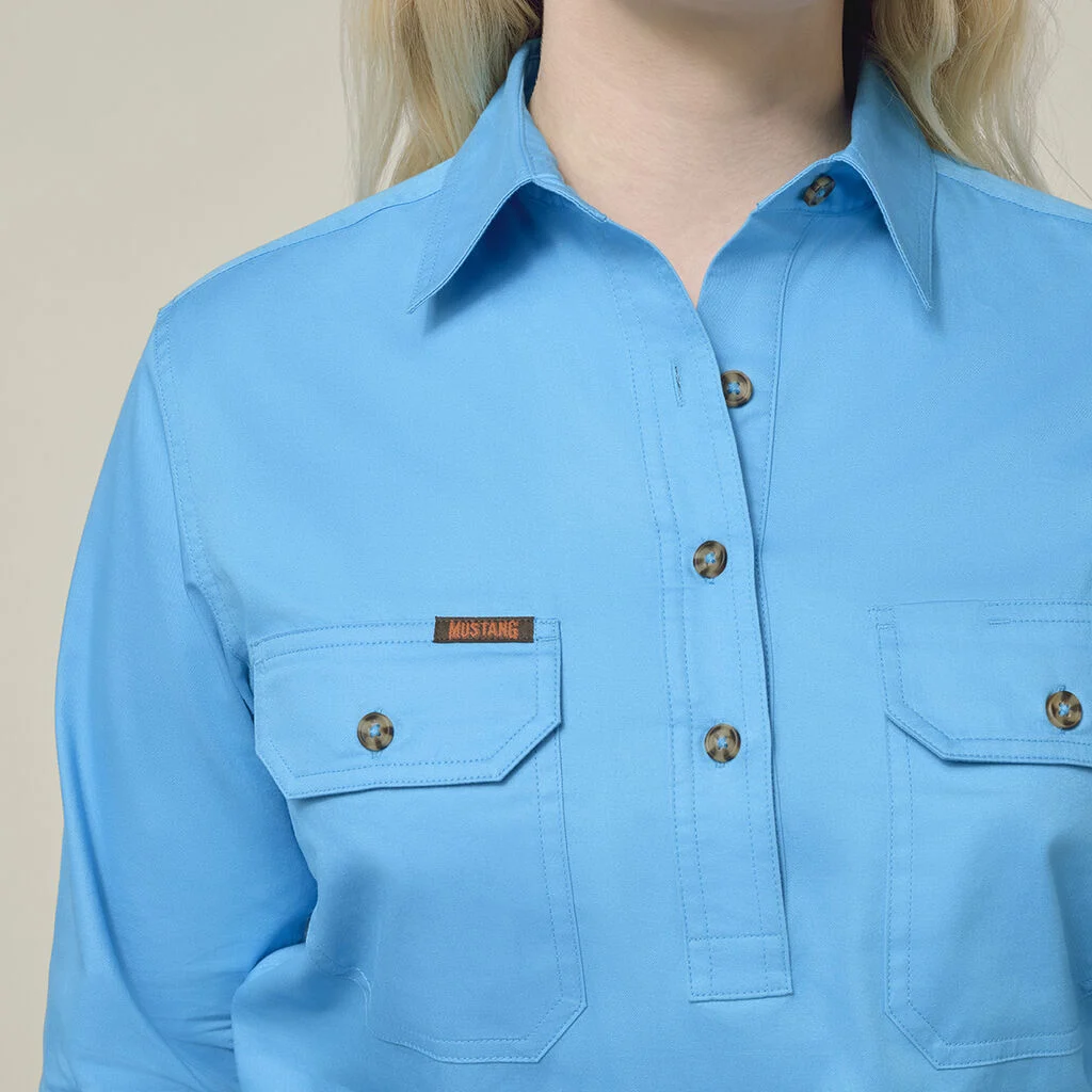 Y08399 Hard Yakka Womens Heritage Closed Front Drill Shirt cornflour 4