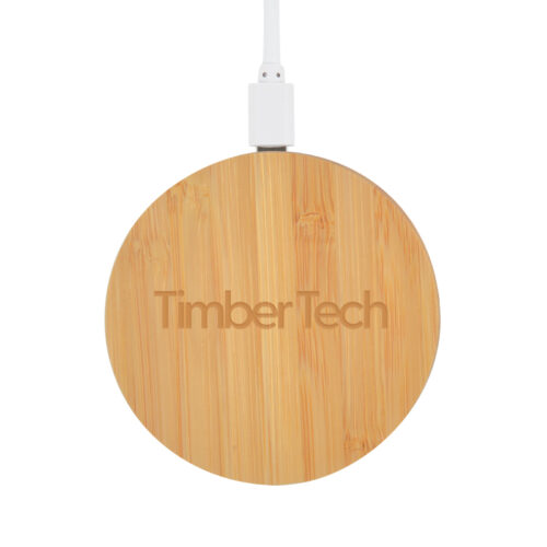 LL0220 Arc Round Bamboo Wirless Charger LaserEngraved