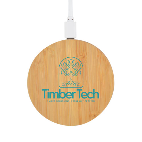 LL0220 Arc Round Bamboo Wirless Charger PadPrint