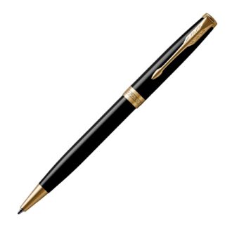 1950784 Parker Sonnet Ballpoint Metal Pen Lacquer Black 23K Gold Plated Trim 1
