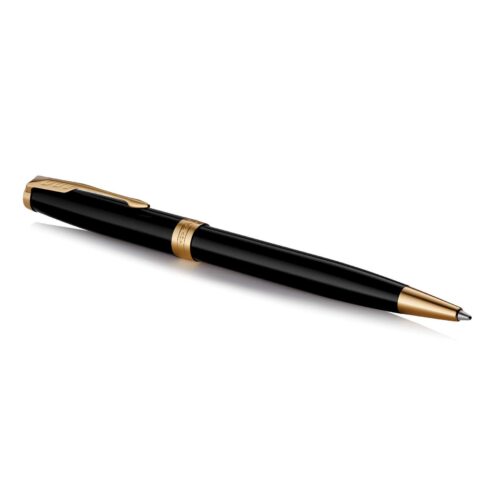 1950784 Parker Sonnet Ballpoint Metal Pen Lacquer Black 23K Gold Plated Trim 3