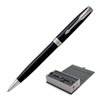1950792 Parker Sonnet Ballpoint Metal Pen Lacquer Black Palladium CT 1