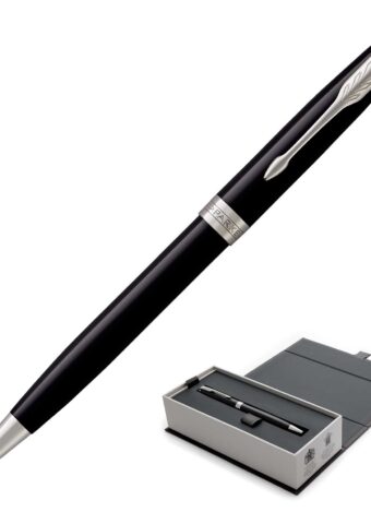 1950792 Parker Sonnet Ballpoint Metal Pen Lacquer Black Palladium CT 1