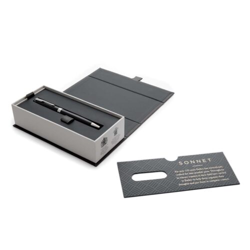 1950792 Parker Sonnet Ballpoint Metal Pen Lacquer Black Palladium CT 3