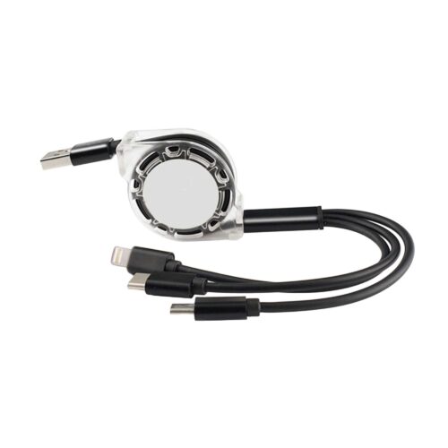PCBA165 3 in 1 Retractable Charging Cable black