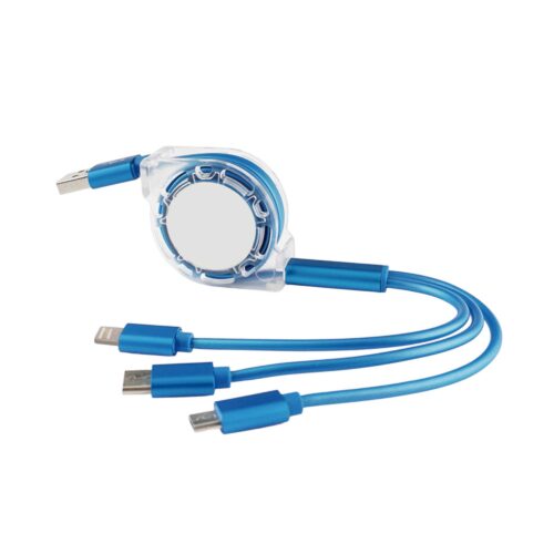 PCBA165 3 in 1 Retractable Charging Cable blue
