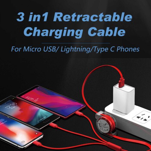 PCBA165 3 in 1 Retractable Charging Cable feature