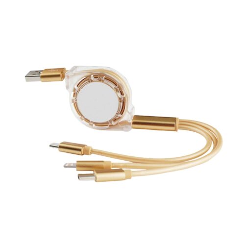 PCBA165 3 in 1 Retractable Charging Cable frosted gold
