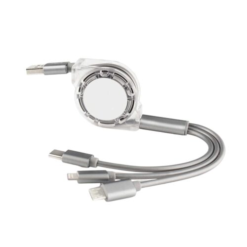PCBA165 3 in 1 Retractable Charging Cable grey