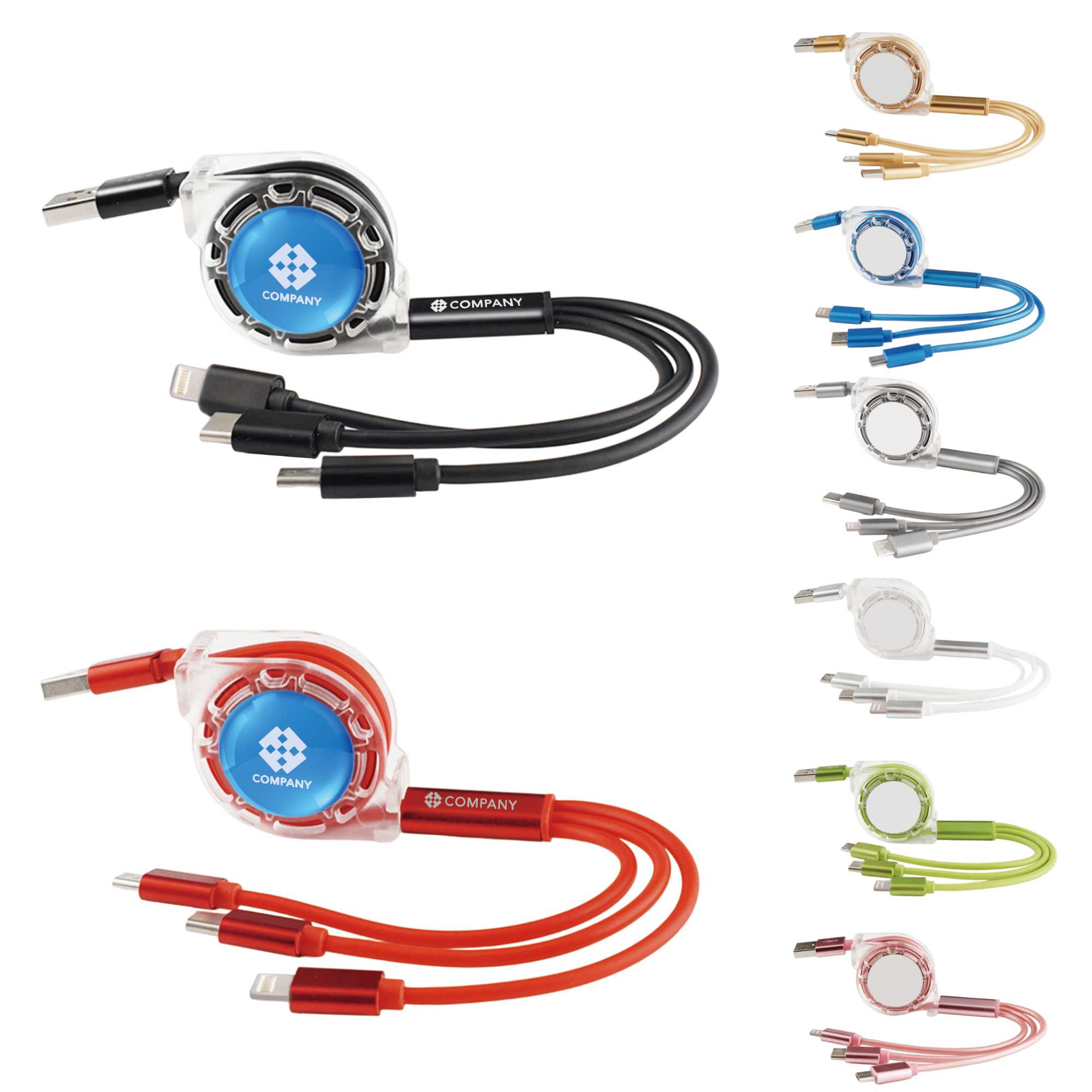 PCBA165 3 in 1 Retractable Charging Cable main