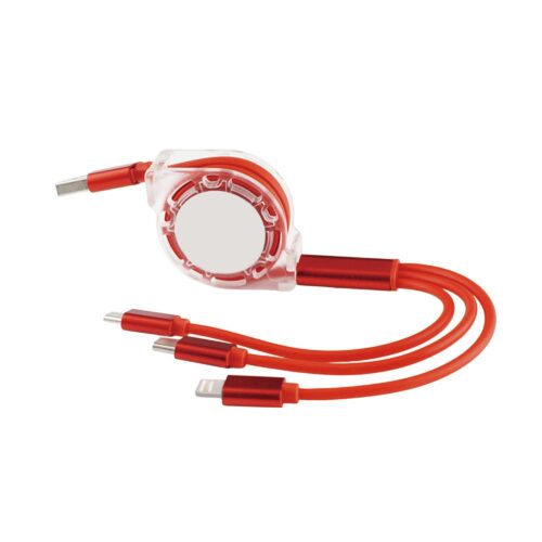 PCBA165 3 in 1 Retractable Charging Cable red
