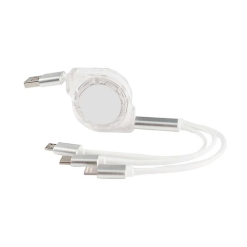 PCBA165 3 in 1 Retractable Charging Cable white